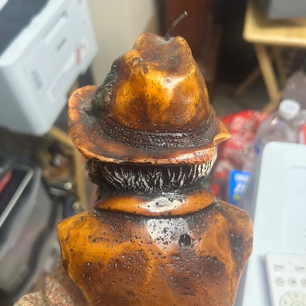 Vintage Black Forest Hunter Head Figural Wax Candle Bavarian Woodsman Pipe 70’s - Picture 2 of 5